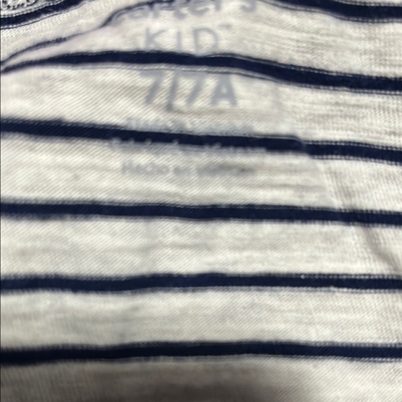 NWT Girls Striped Long Sleeve Peplum Top with Navy Ruffle- Size 7 - Picture 2 of 5